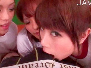 Young and petite Japanese sluts sucking humongous snake